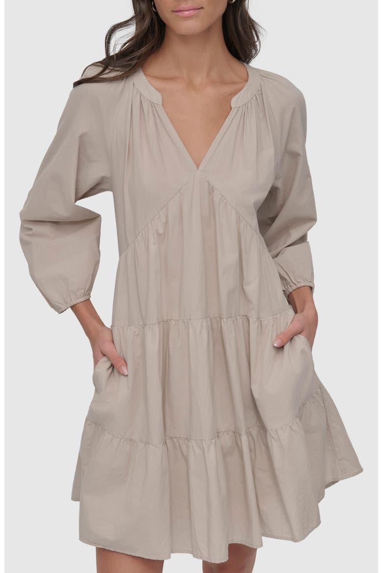 Tiered Babydoll Dress, Alternate, color, PEBBLE