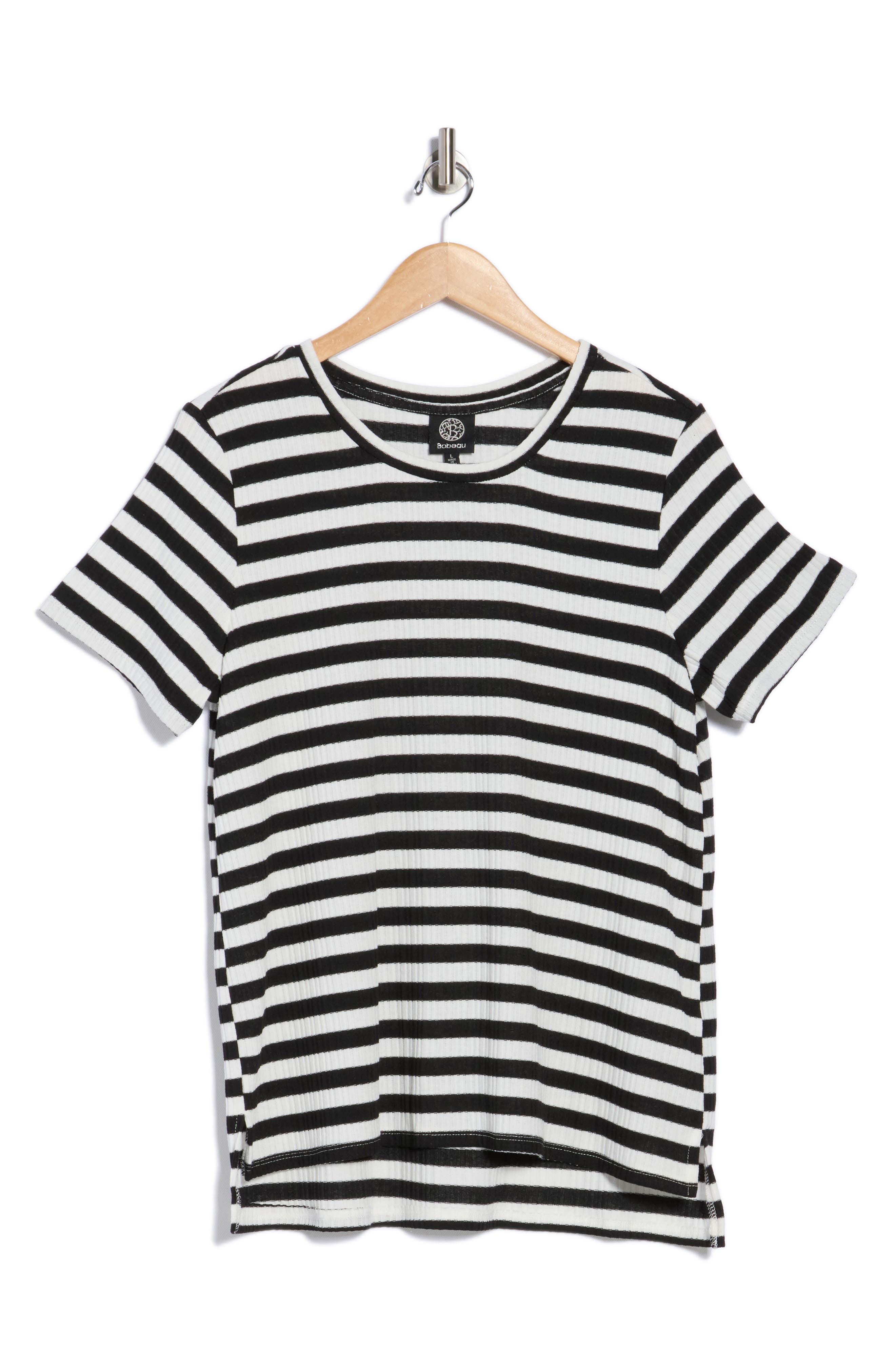 Bobeau Stripe Step Hem T-Shirt