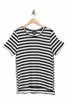 Bobeau Stripe Step Hem T-Shirt