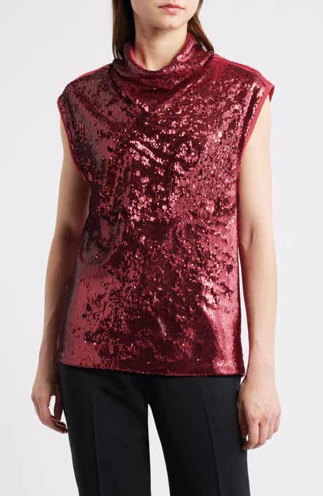 Sequin Mock Neck Top