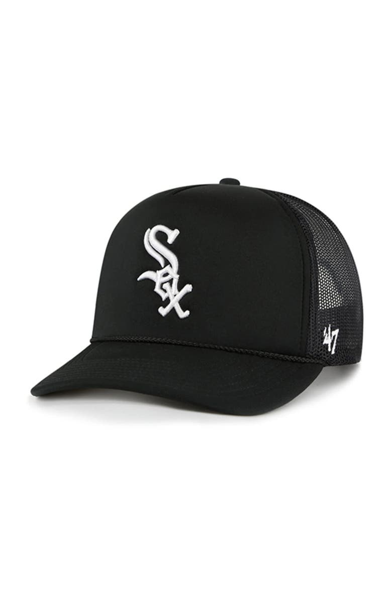 '47 Men's '47 Black Chicago White Sox Foamo Trucker Snapback Hat, Main, color,