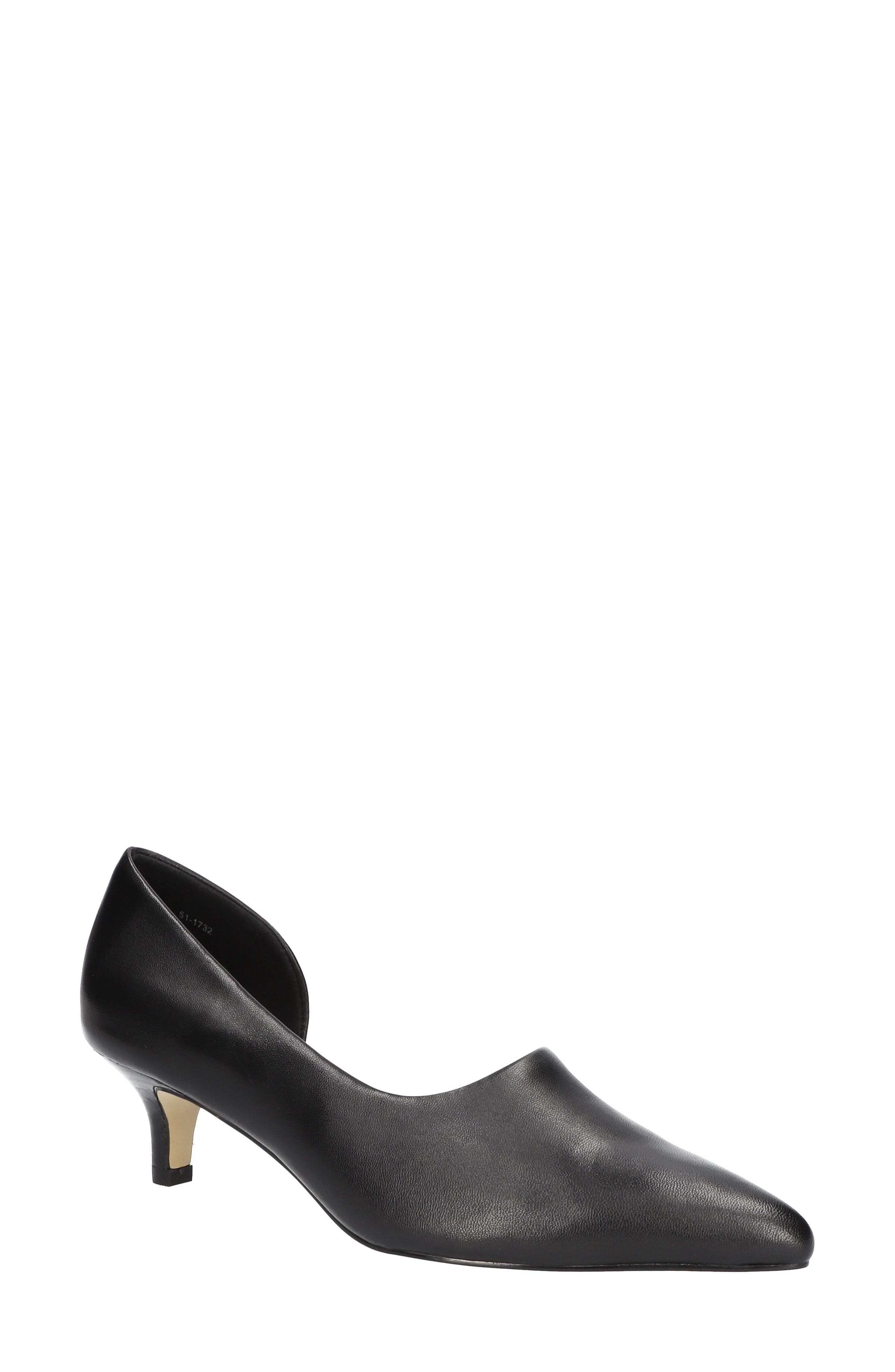 Quilla Kitten Heel Half d'Orsay Pump, Main, color, BLACK