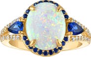 FUZION CREATIONS Lab Grown Opal & Lab Grown Sapphire Cocktail Ring