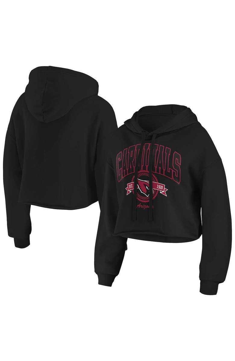 WEAR by Erin Andrews Women's WEAR by Erin Andrews Black Arizona Cardinals Fleece Cropped Pullover Hoodie, Main, color, 