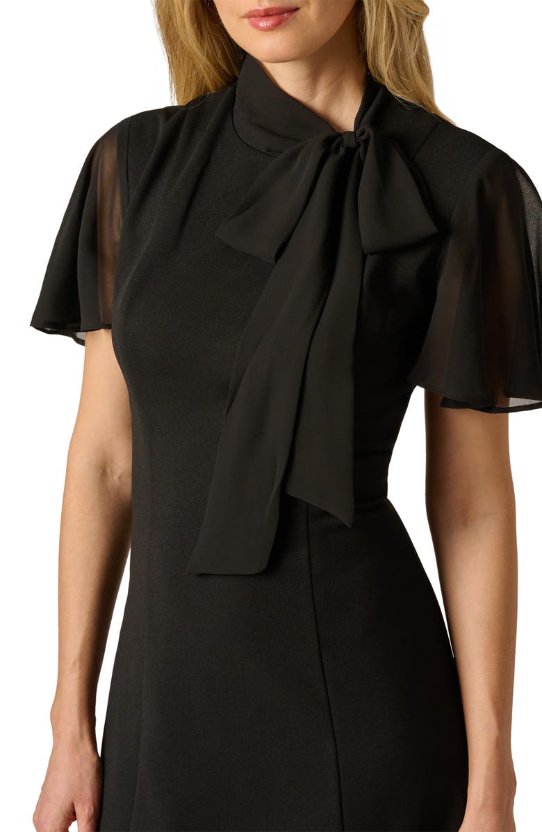 Adrianna Papell Crepe & Chiffon Dress, Alternate, color, Black