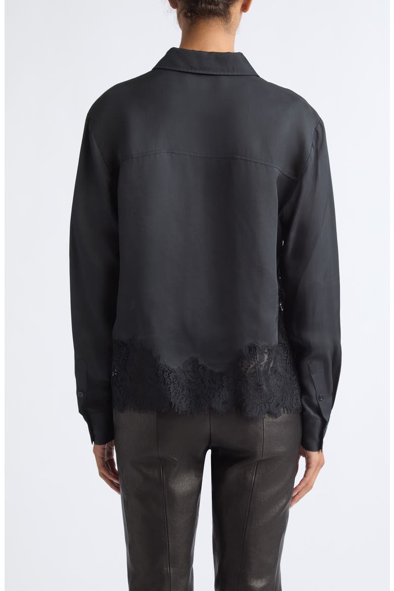 Toni Button Down Shirt with Lace Hem, Alternate, color, JET/ JET