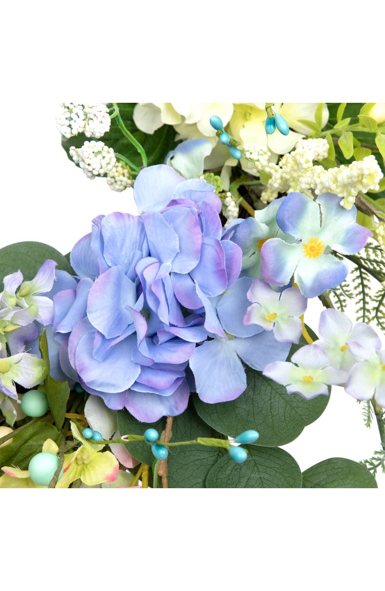 Northlight Eucalyptus, Hyacinths and Hydrangea Fern Spring Wreath - 26", Alternate, color, Blue