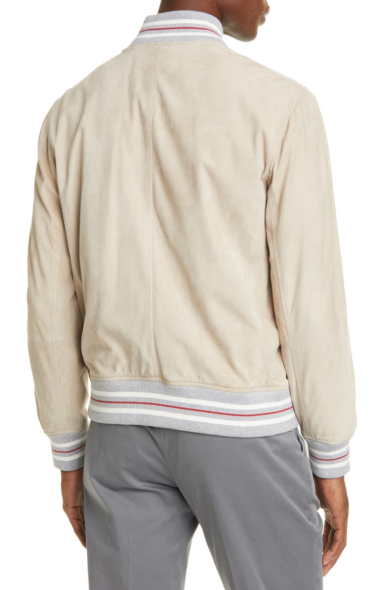 Brunello Cucinelli Suede Bomber Jacket, Alternate, color, 