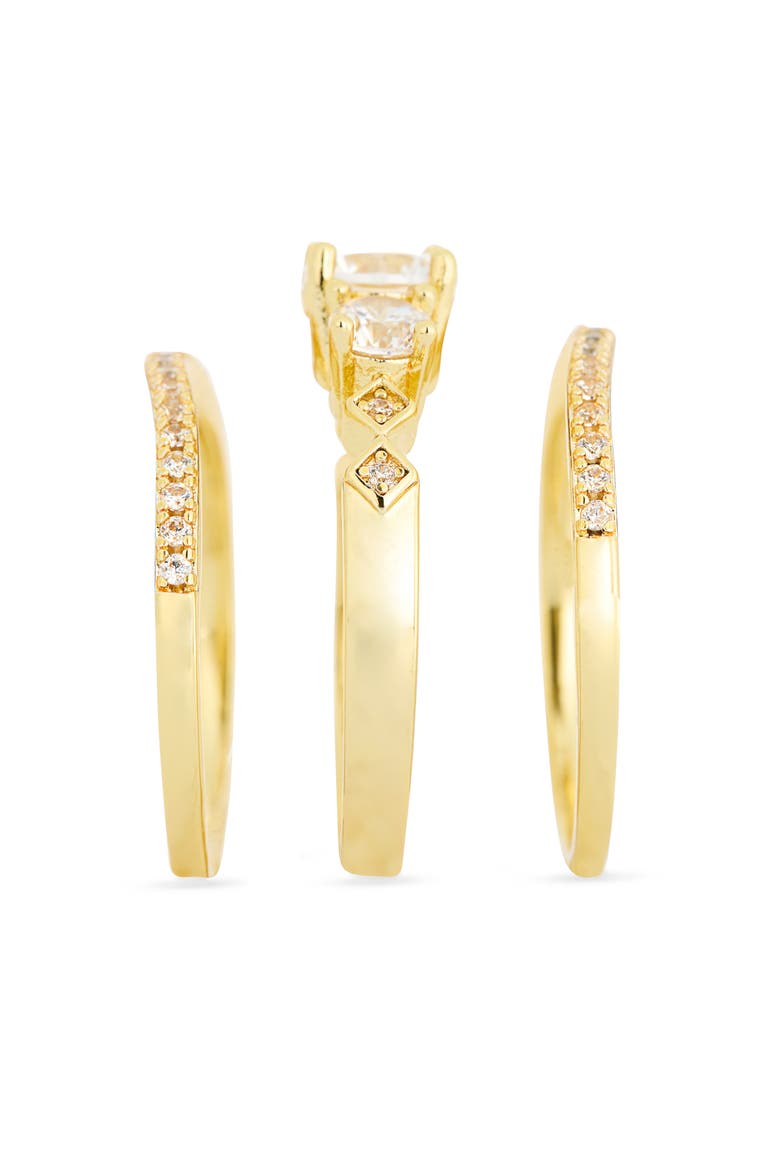 Set of Three Cubic Zirconia Rings, Alternate, color, CLEAR- GOLD