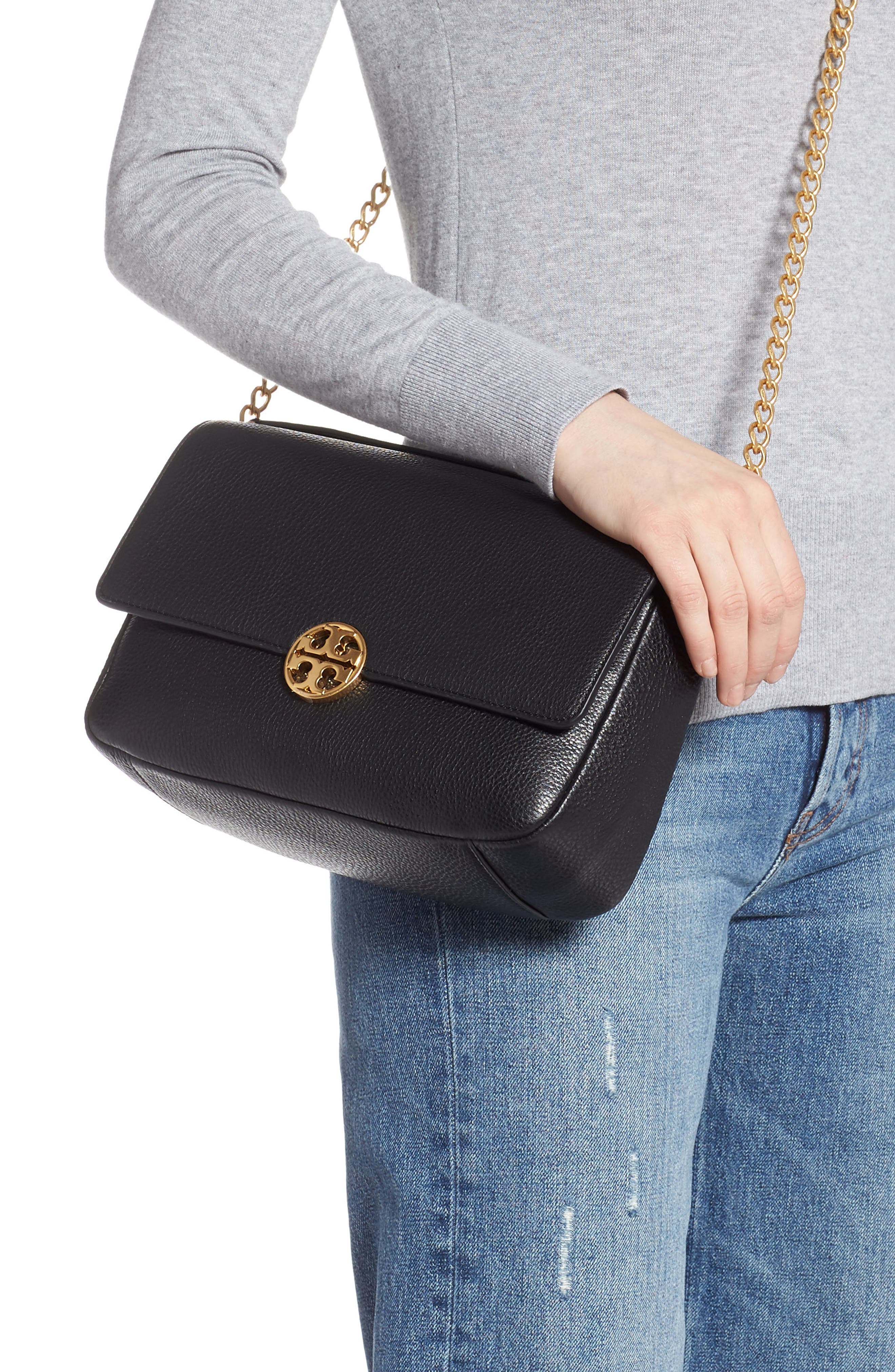 Tory Burch Chelsea Leather Shoulder Bag, Alternate, color, 