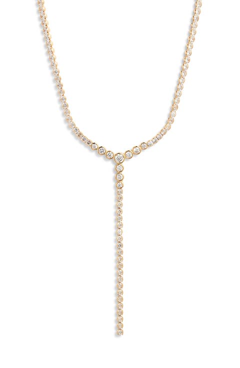 Graduated Bezel Cubic Zirconia Y Necklace