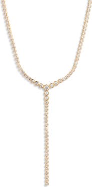 Nordstrom Graduated Bezel Cubic Zirconia Y Necklace