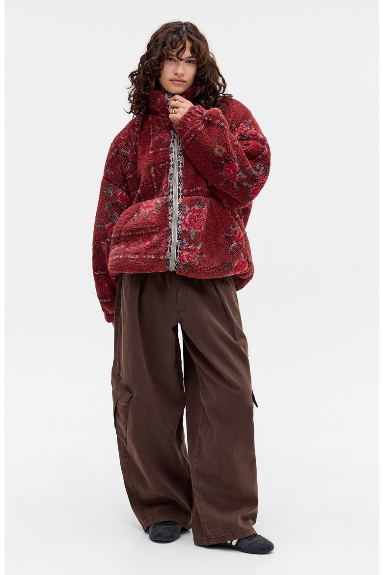 Print Fleece Jacket, Alternate, color, RED
