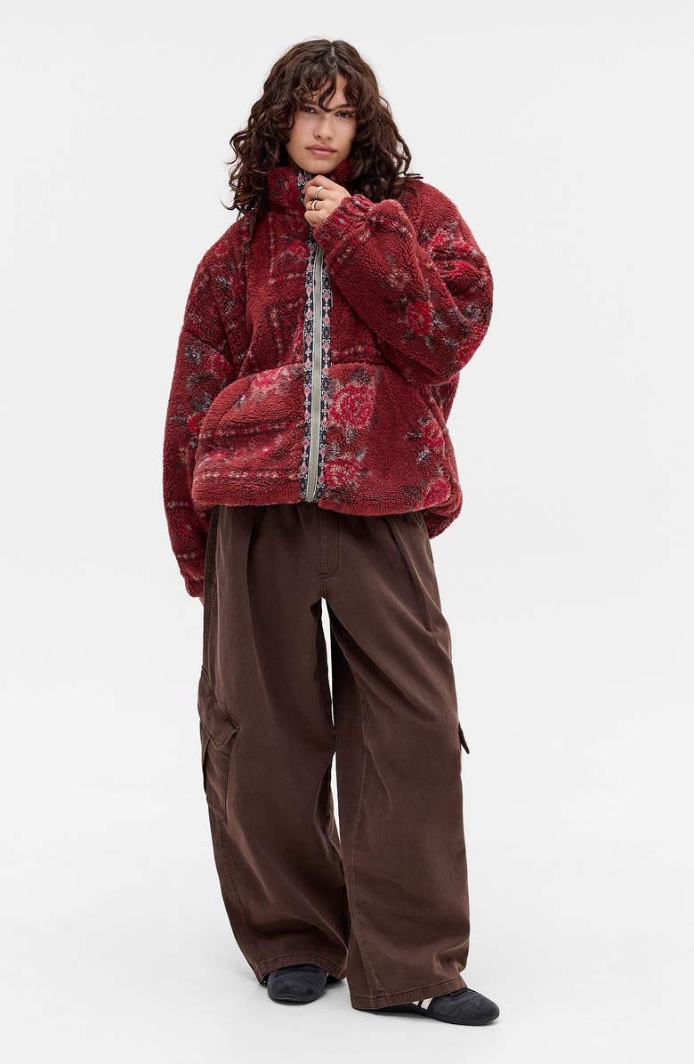 BDG Urban Outfitters Print Fleece Jacket, Alternate, color, Red
