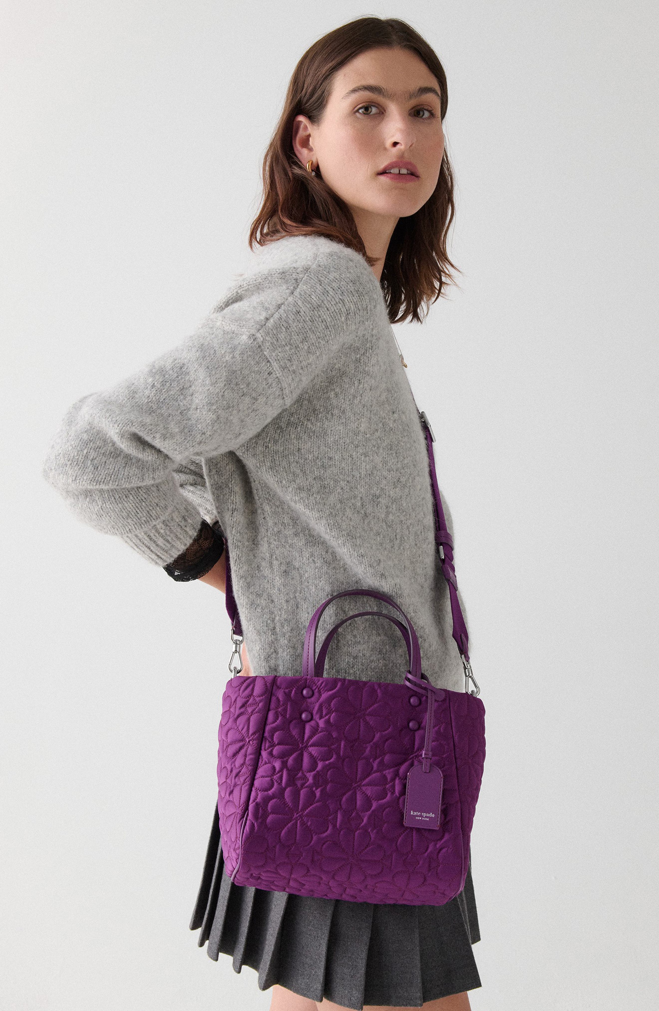 small tilly quilted tote, Alternate, color, NIGHTSHADE