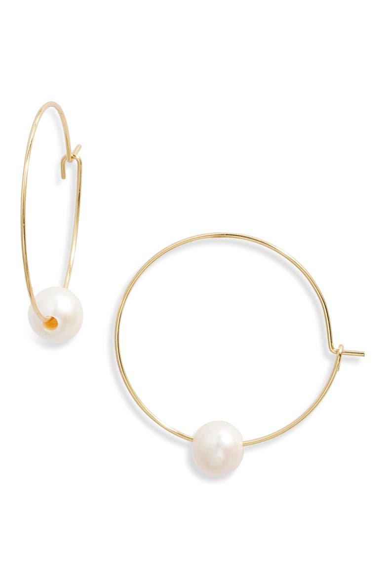 Freshwater Pearl Hoop Earrings, Main, color, GOLD