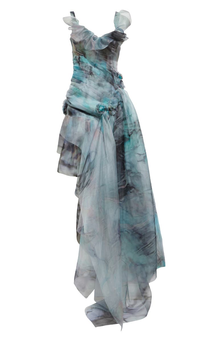 Collina Strada 8 Meadowsweet Asymmetric Cascade Detail Cotton Organdy Gown, Alternate, color, 