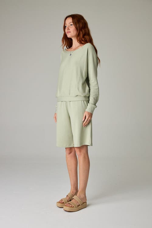 Eavolu Baikal Eco-luxe Fleece Off-shoulder Crop Top In Green