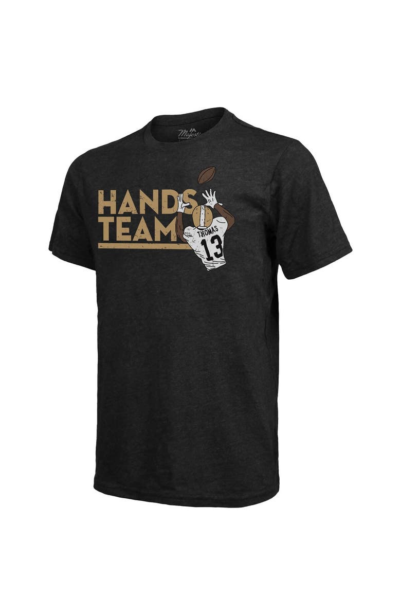 Majestic Threads Men's Fanatics Branded Michael Thomas Black New Orleans Saints Tri-Blend Player Graphic T-Shirt, Alternate, color, 