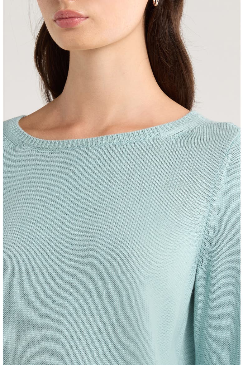 Bateau Neck Cotton Blend Sweater, Alternate, color, ARCTIC BLUE