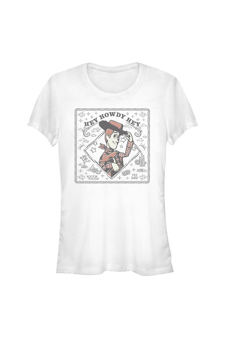 Junior's Toy Story 5 Hey Howdy Hey Collage  Graphic T-Shirt, Main, color, White
