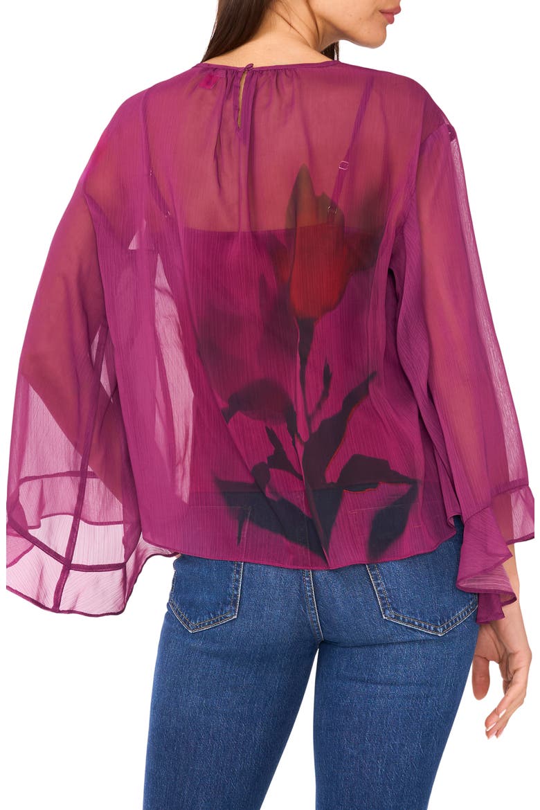 Floral Flutter Bell Sleeve Top, Alternate, color, SWEET PLUM