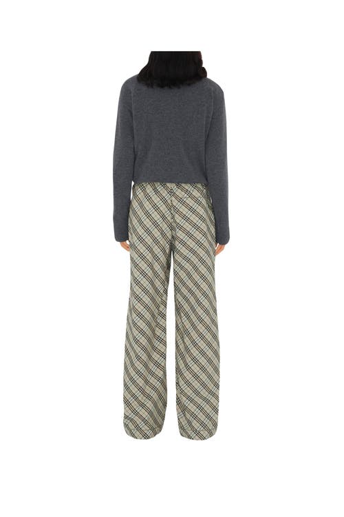 Burberry Cotton Pants Checked Pattern Trousers In Husk