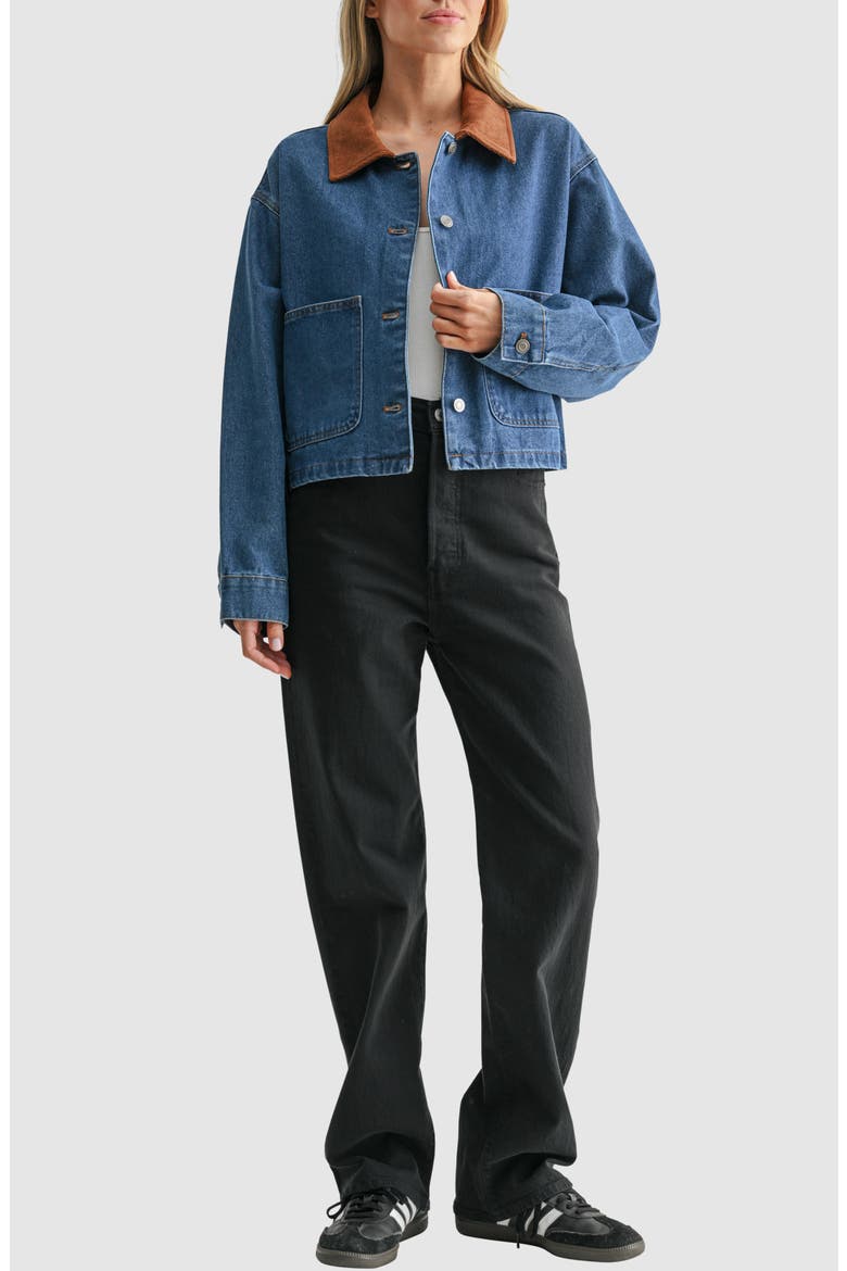 Contrast Collar Denim Jacket, Alternate, color, DENIM