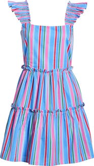 SUGARLIPS Jaimie Stripe Ruffle Tiered Minidress