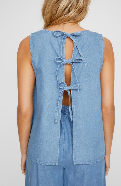 Nasty Gal Tie Closure Chambray Vest In Authentic Midwash