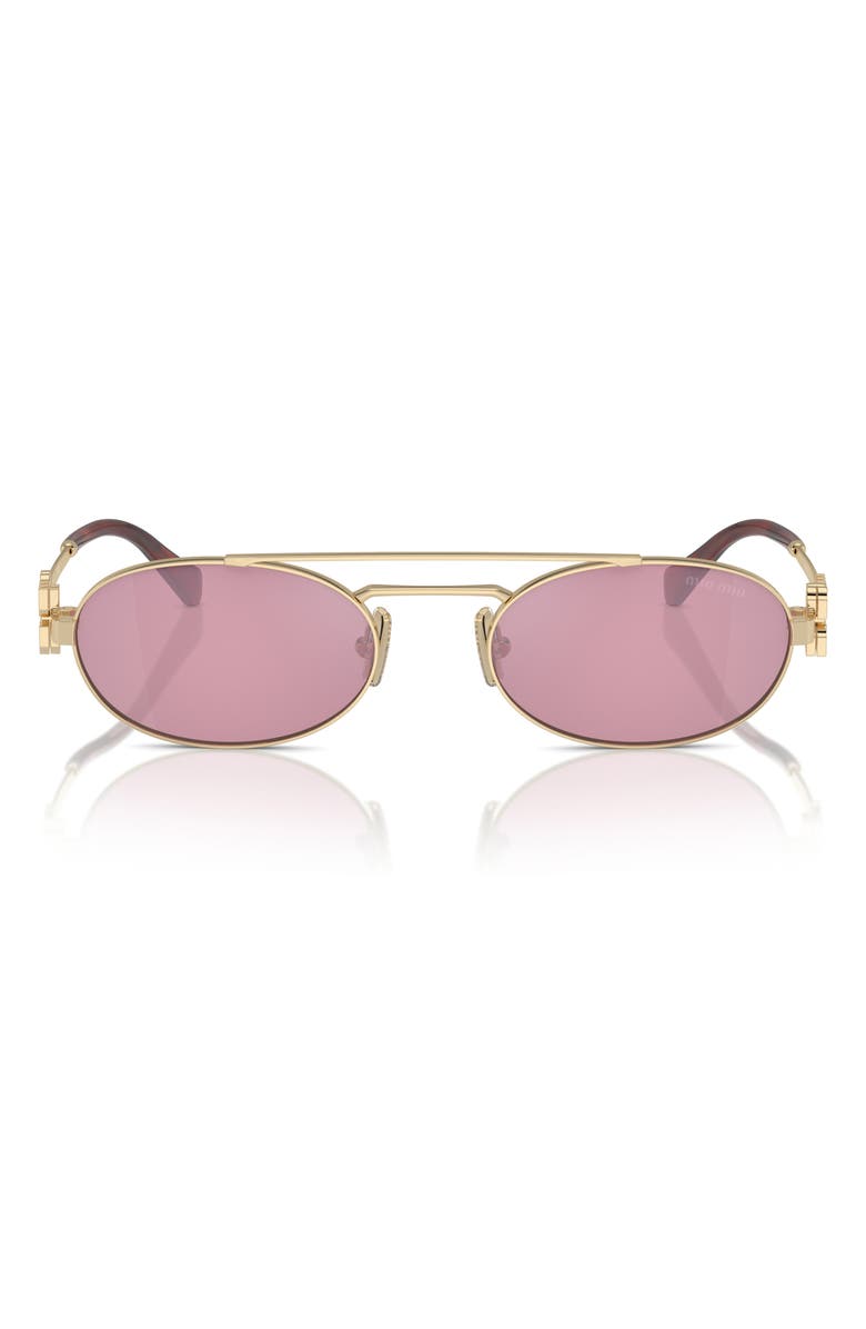 Miu Miu 53mm Oval Sunglasses, Main, color, Pale Gold / Pink Silver