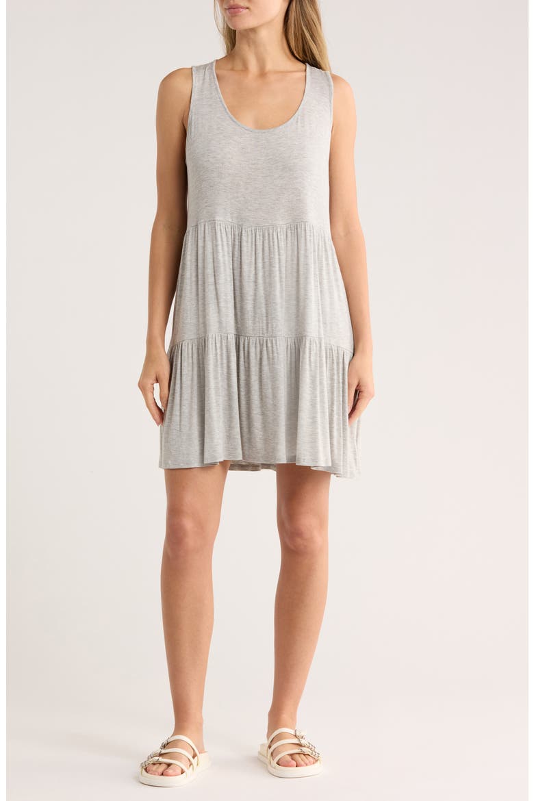 Sleeveless Tiered Dress, Main, color, HEATHER GREY