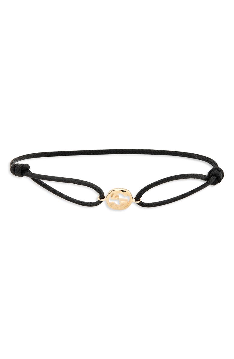 Gucci Interlocking GG Charm Cord Bracelet, Main, color, 