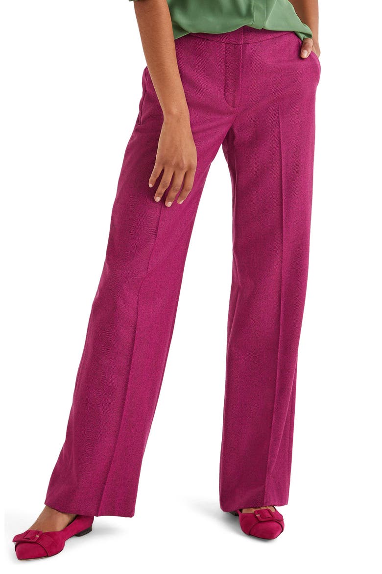 Wide Leg Tweed Pants, Main, color, FUSCIA HERRINGBONE