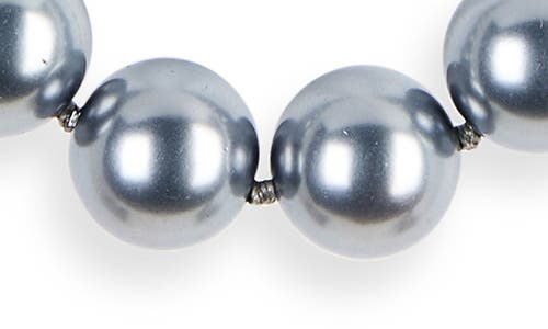 Kenneth Jay Lane Dark Grey Faux Pearl Station Necklace In Metallic