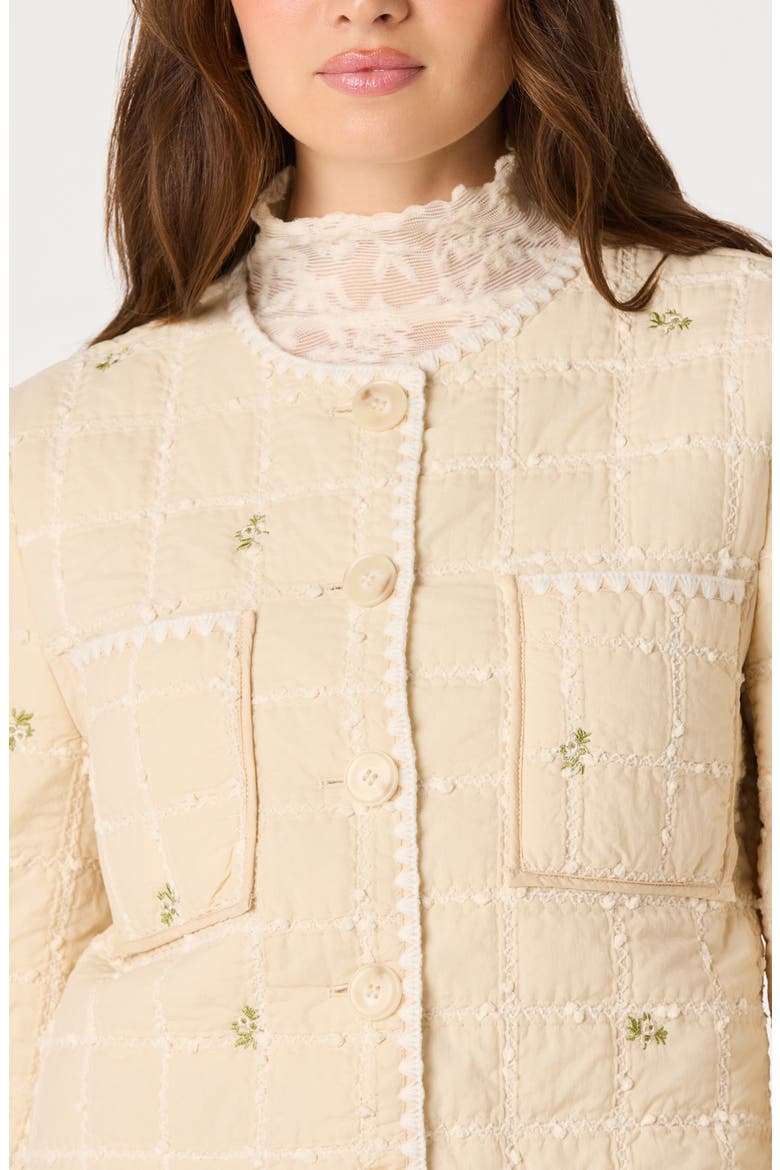 Belicia Quilted Floral Jacket, Alternate, color, CREAM
