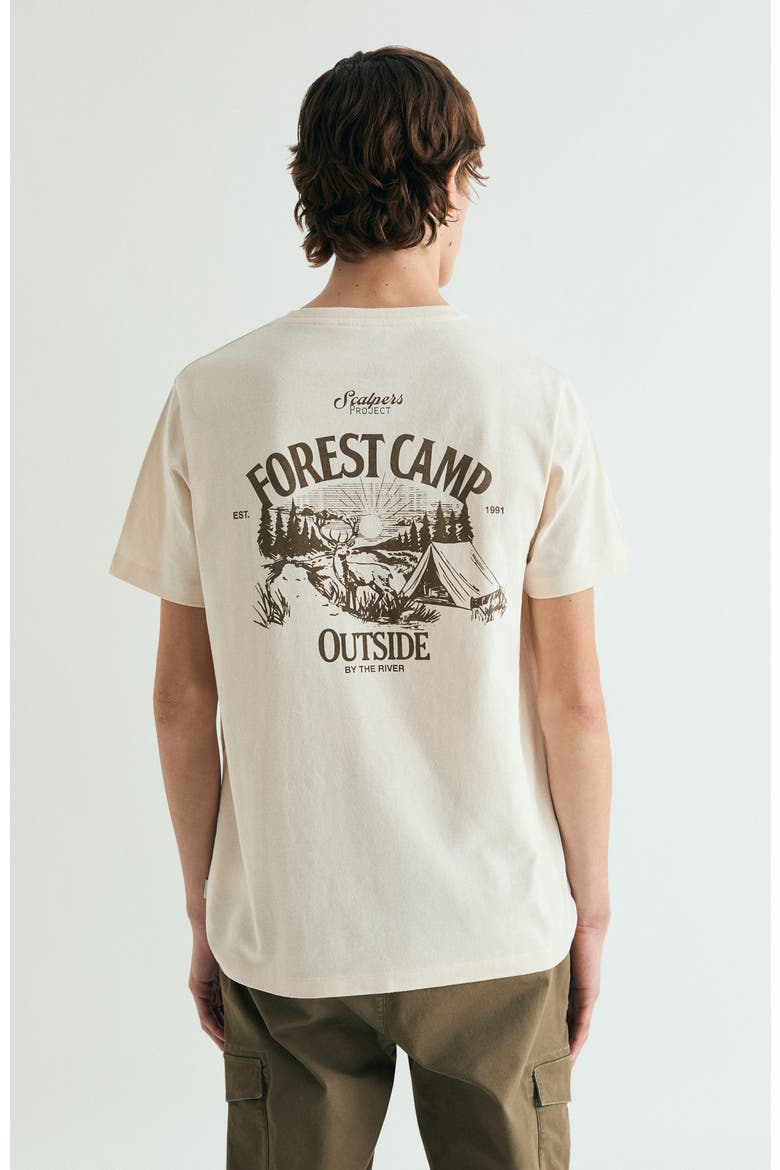 Washed effect printed T-shirt, Alternate, color, Beige