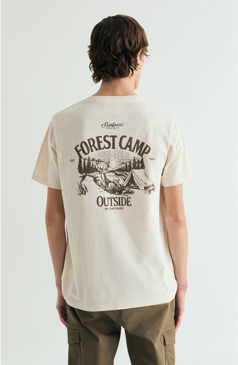 Scalpers Washed effect printed T-shirt, Alternate, color, Beige
