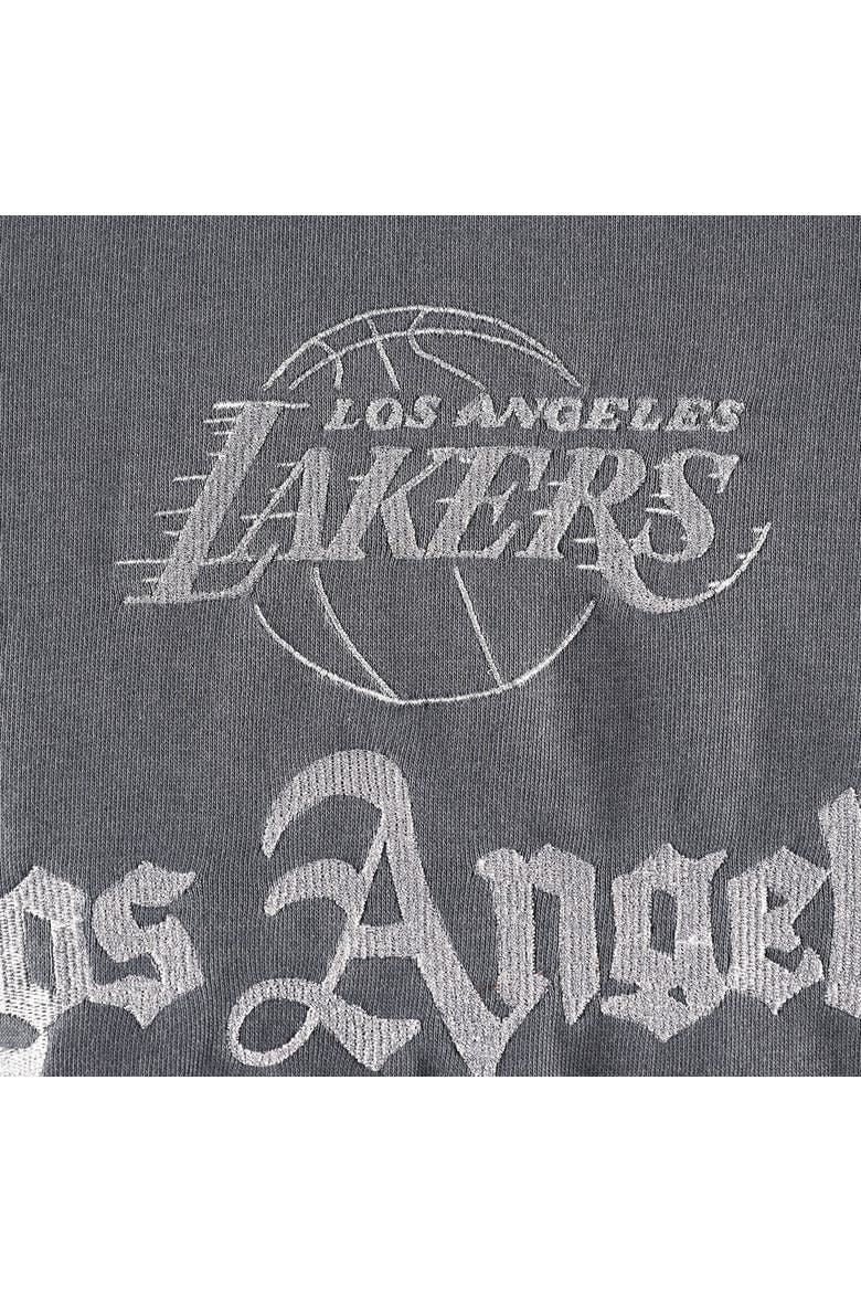Women's The Wild Collective Gray Los Angeles Lakers Embroidered Fleece Raglan Short Sleeve Pullover Sweatshirt, Alternate, color, Gray