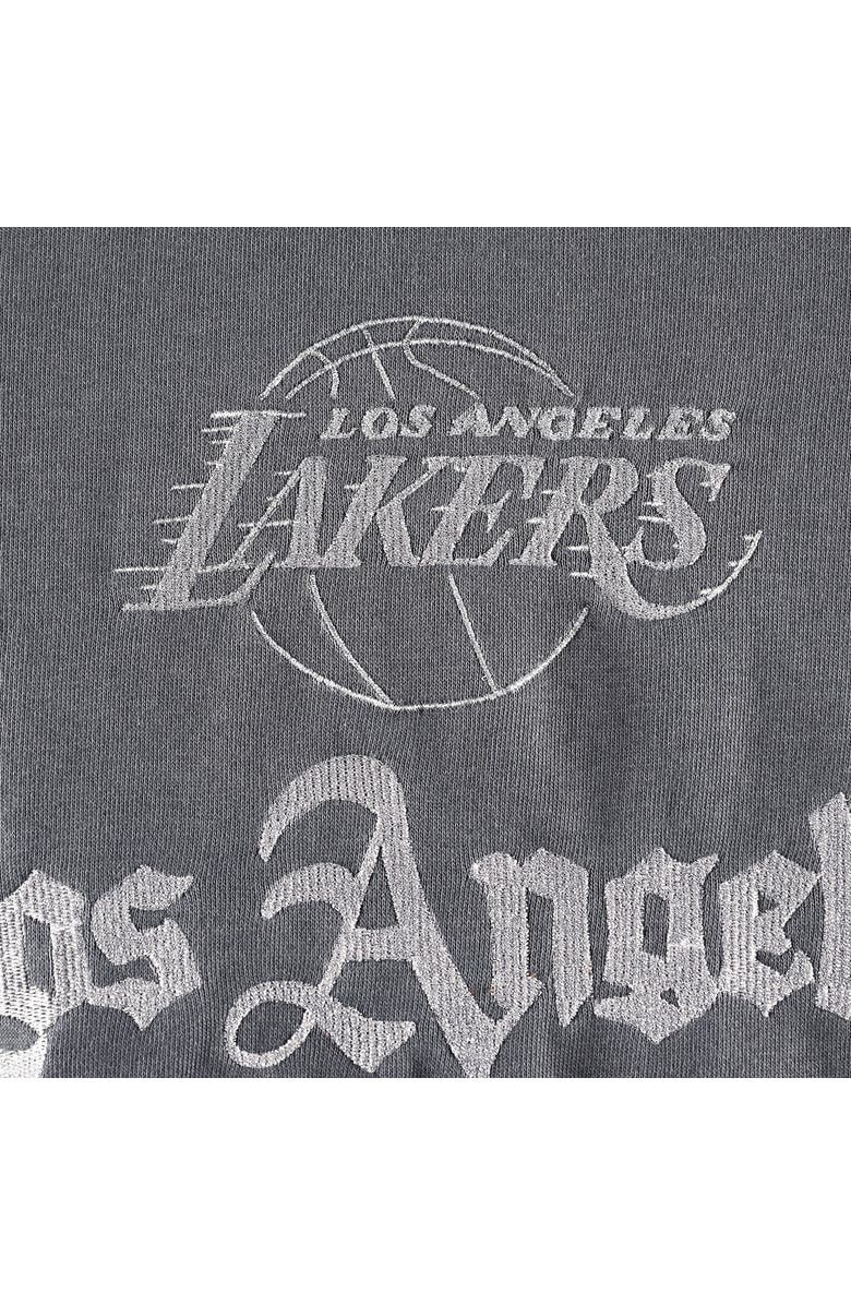 THE WILD COLLECTIVE Women's The Wild Collective Gray Los Angeles Lakers Embroidered Fleece Raglan Short Sleeve Pullover Sweatshirt, Alternate, color, Gray