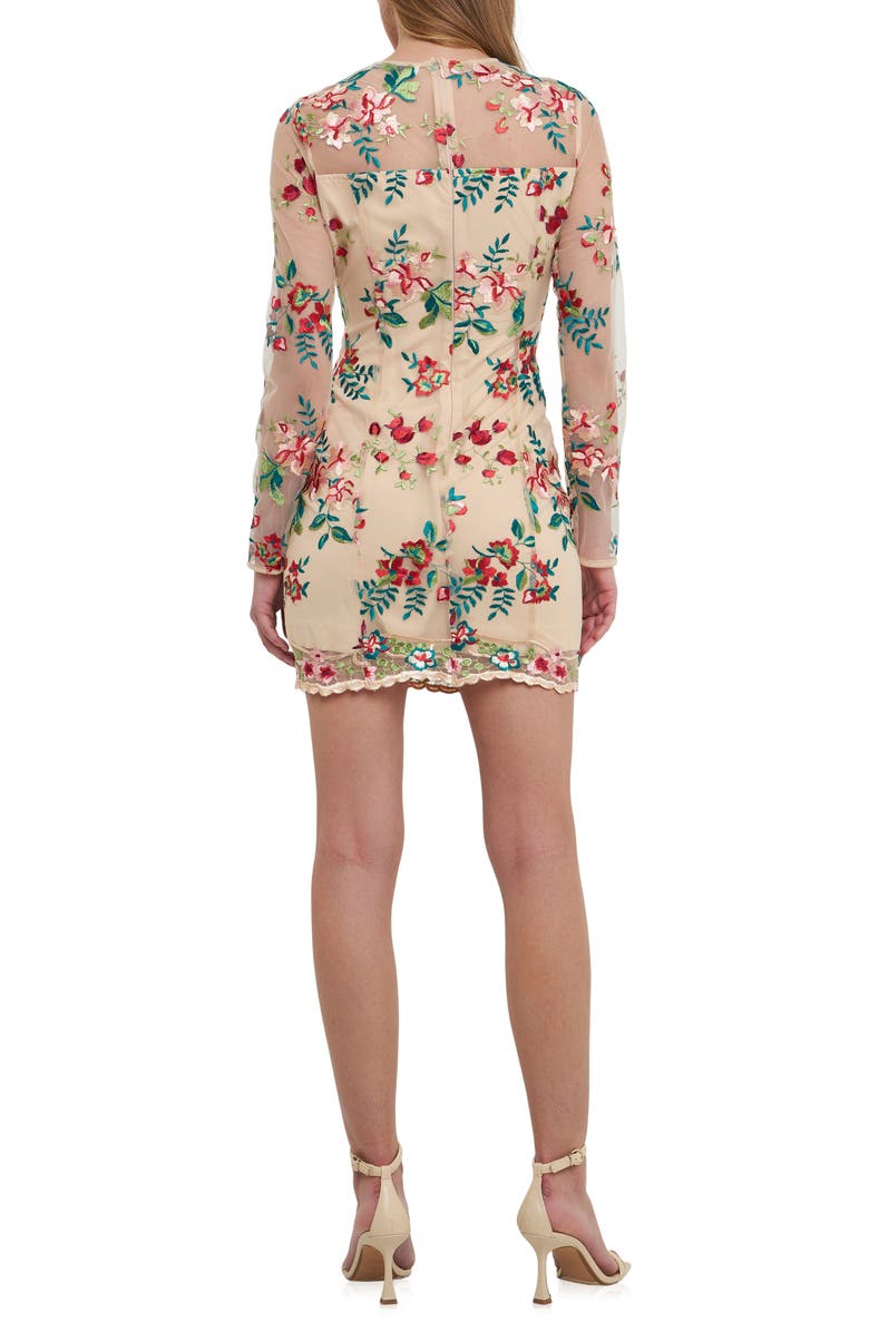 Endless Rose Floral Embroidered Long Sleeve Sheath Dress, Alternate, color,