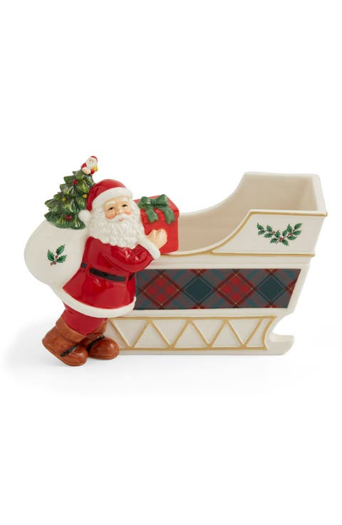 Christmas Tree Tartan Santa Sleigh Candy Dish