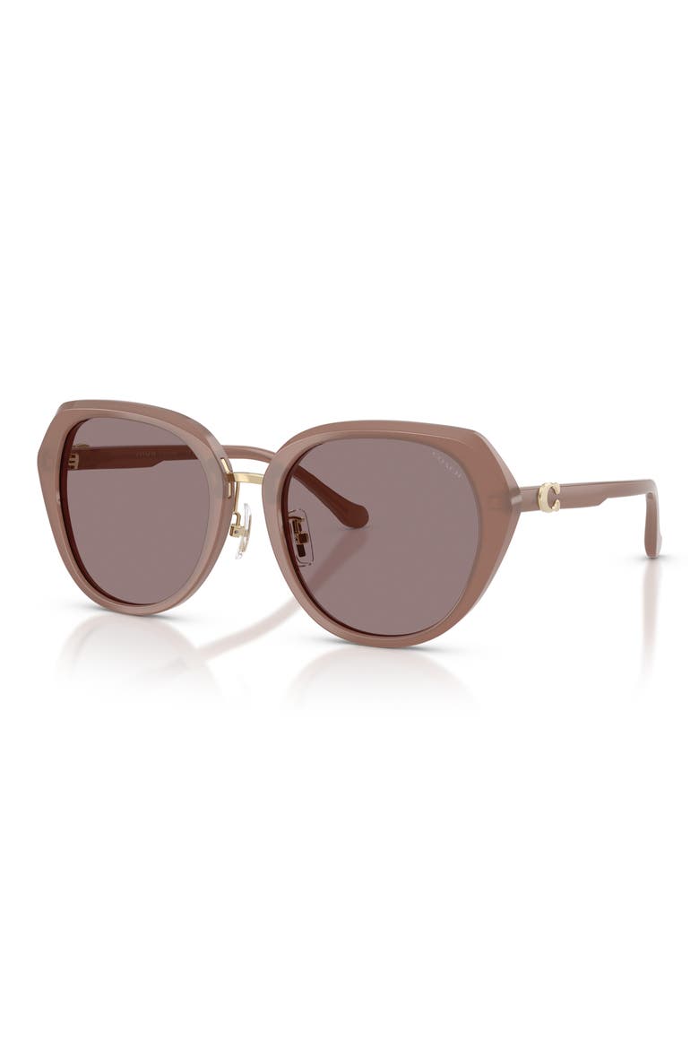 55mm Irregular Round Sunglasses, Alternate, color, MILKY PUTTY / PURPLE SOLID