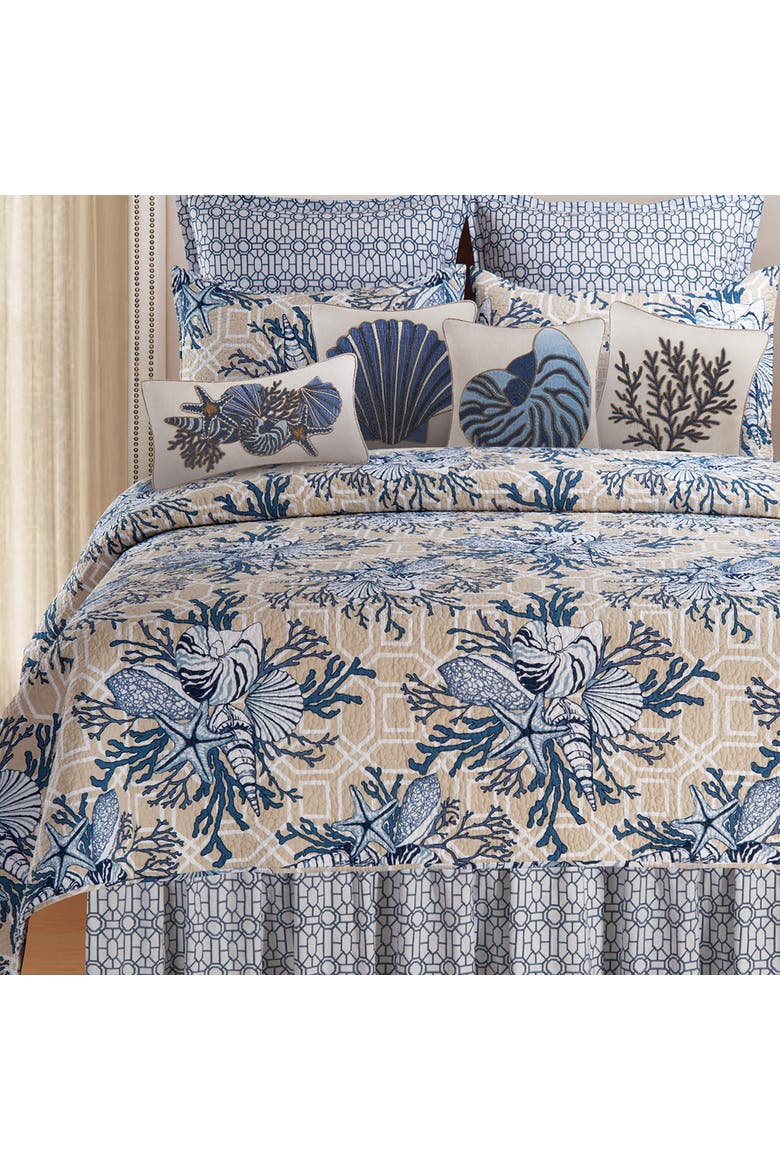 Indigo Sound Coastal Beach Cotton Quilt Set - Reversible and Machine Washable, Alternate, color, Blue