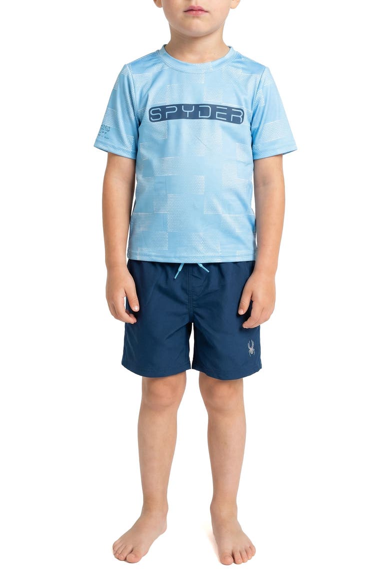 Kids' Rashguard Top & Swim Trunks Set, Main, color, ABYSS