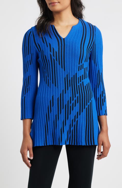 Dual Tone Rib Knit Tunic Top