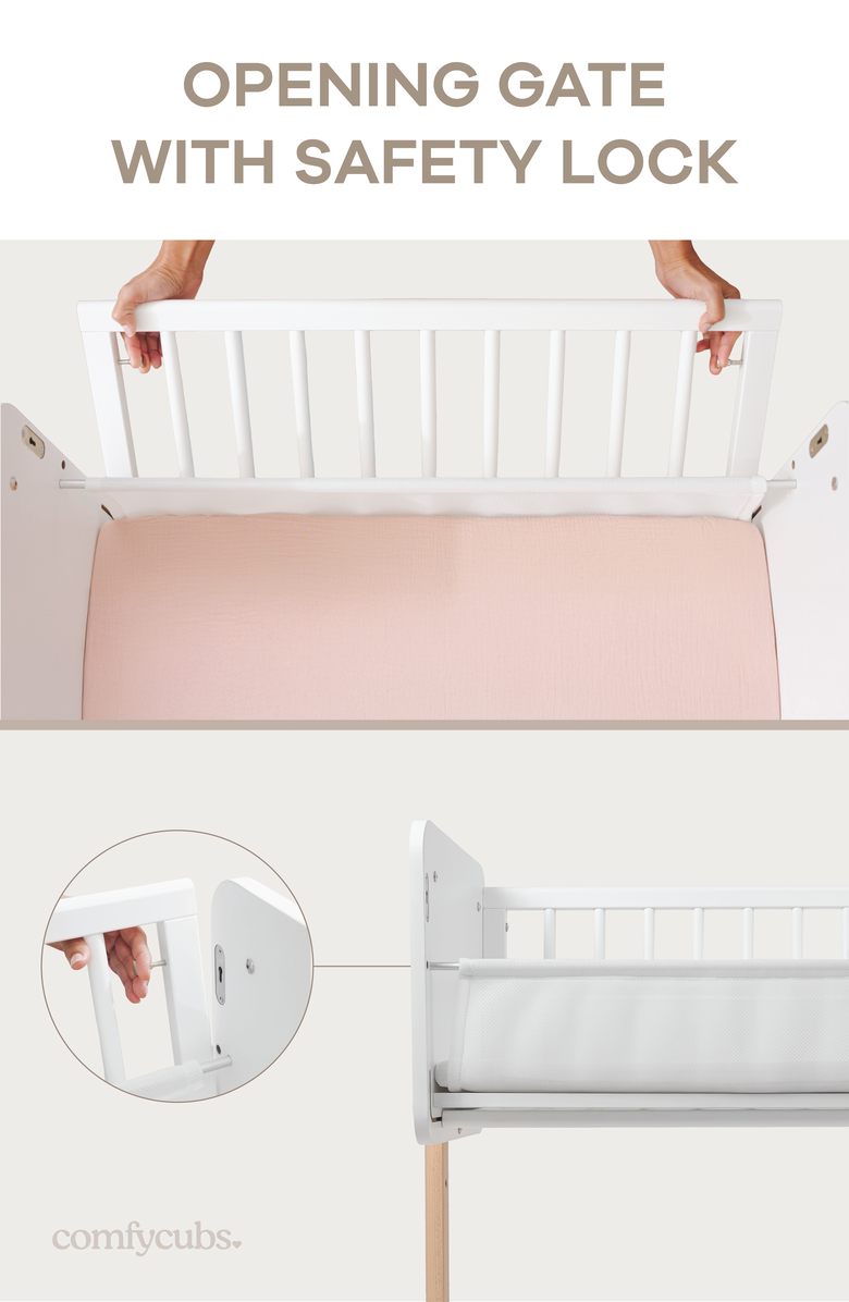 Comfy Cubs Wooden Bedside Bassinet Sleeper, Alternate, color, Light Wood
