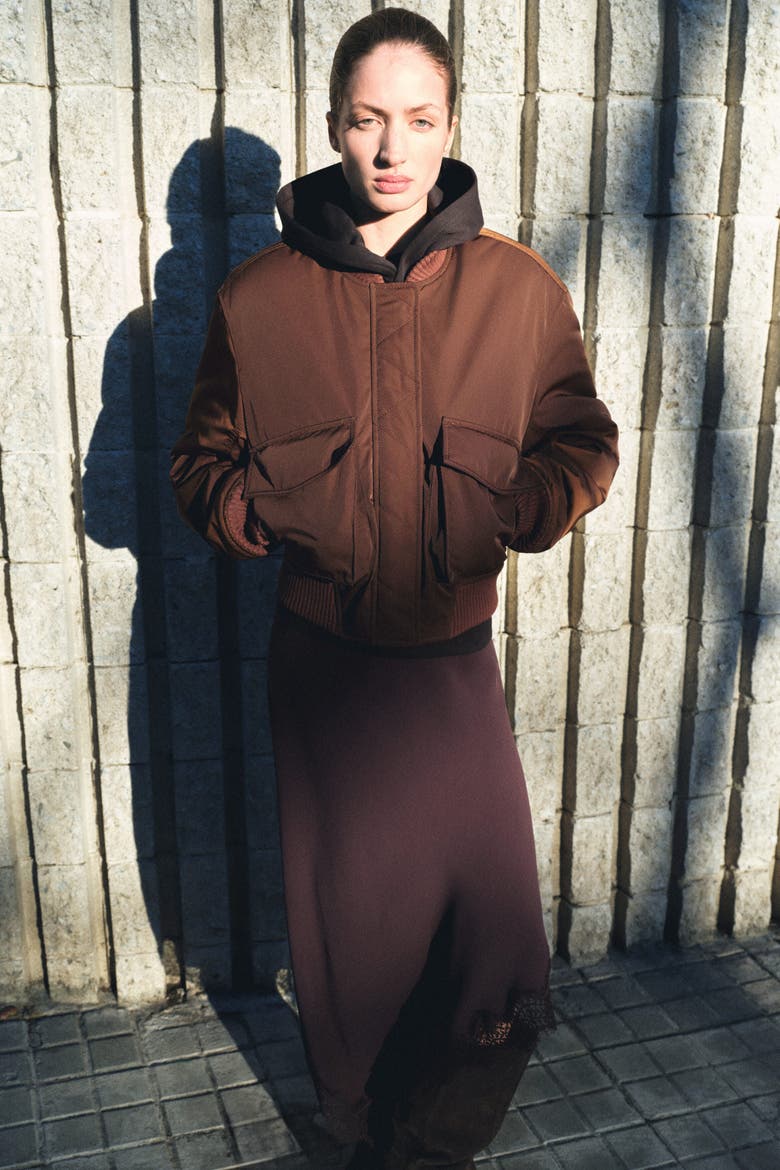 Padded Bomber Jacket, Alternate, color, Dark brown