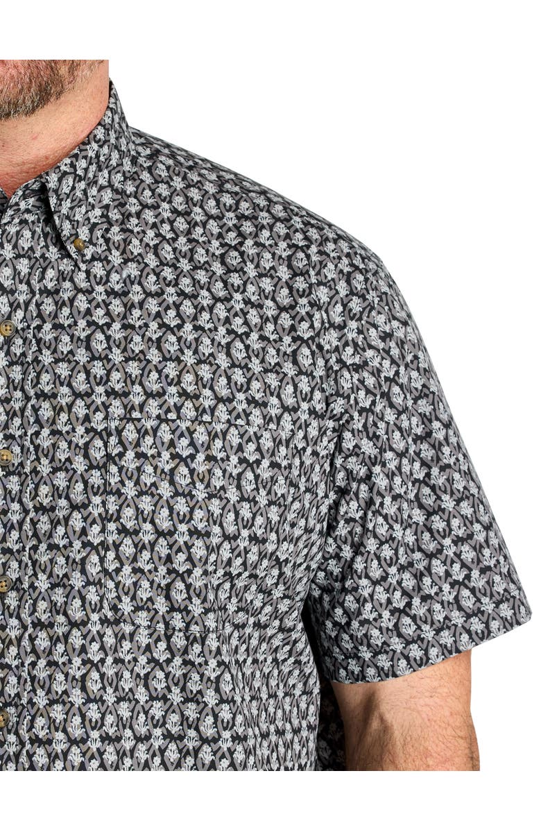 Harbor Bay by DXL Big & Tall Easy-Care Abstract Print Sport Shirt, Alternate, color, Black Grey