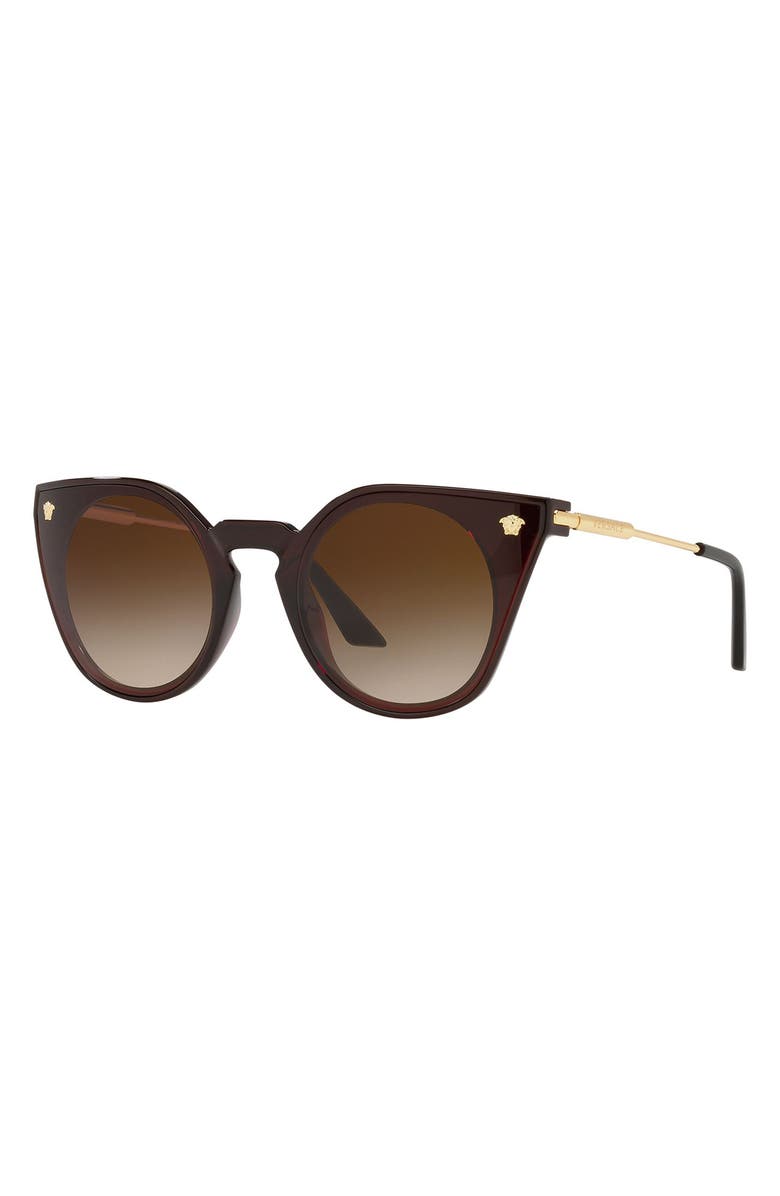 Versace 60mm Cat Eye Sunglasses, Alternate, color, Transparent Red/ Brown